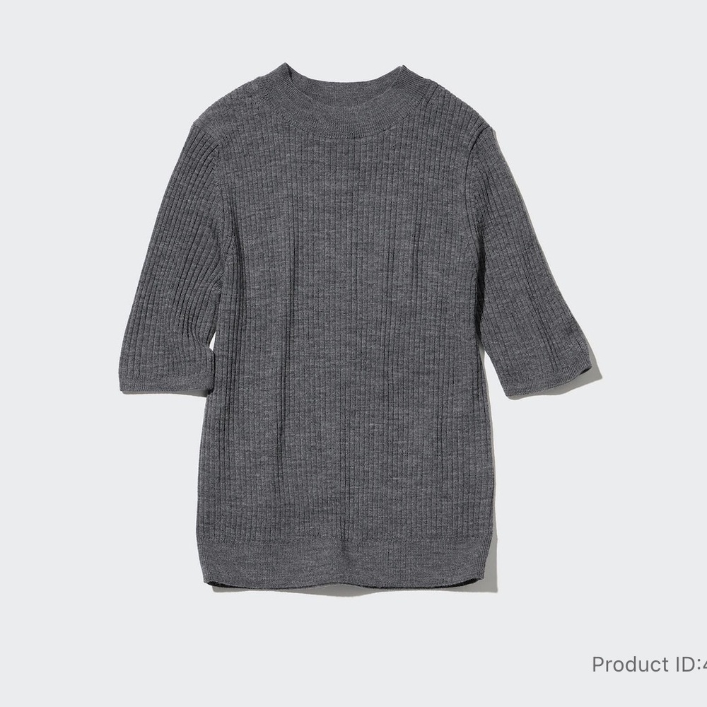 Extra fine merino ribbed mock neck sweater top